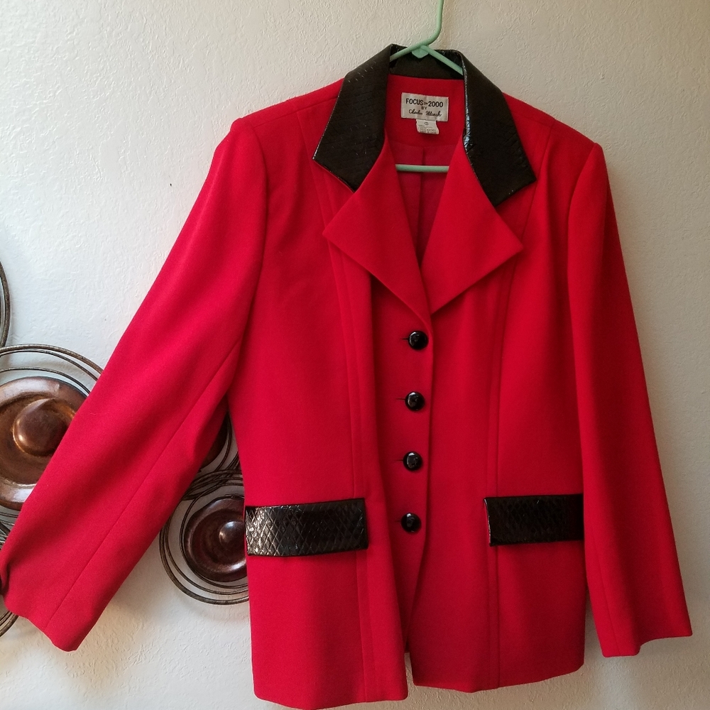 Focus 2000 Womens Sz 12, Red Wool Jacket
